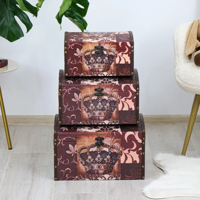 Набір 3х прямокутних скринь з екошкіри Вінтаж 40*30*25 см SH31351