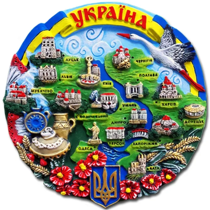 Плакетка Карта України (блакитна) полікерамічна 12 см GP-UK-PT-005