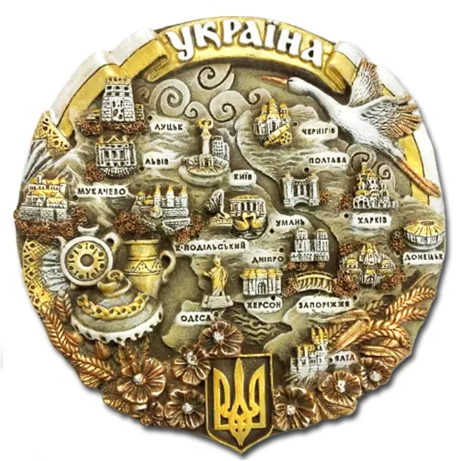 Плакетка Карта України (сепія) полікерамічна 12 см GP-UK-PT-005-2