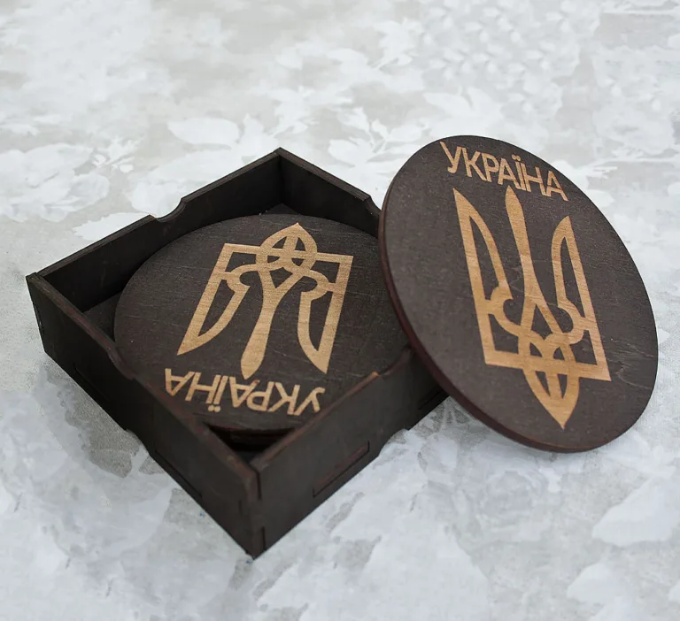 Подставка под горячее Украина (набор 4 шт + коробка) 10*10 см 22