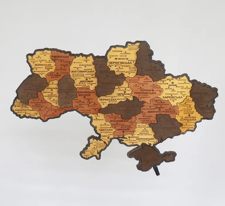 Мапа України настінна ручної роботи 3D об'ємна з підсвічуванням (220В) в коробці 55*38.5 см 16
