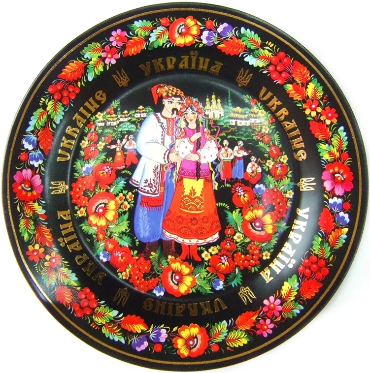Тарілка декоративна Петриківський розпис (парочка) 21 см GP-UK-MT-085