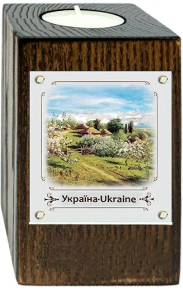 Подсвечник Украина "Хутор с яблоневым цветом" металл/дерево 6*10 см гпукп03к/м