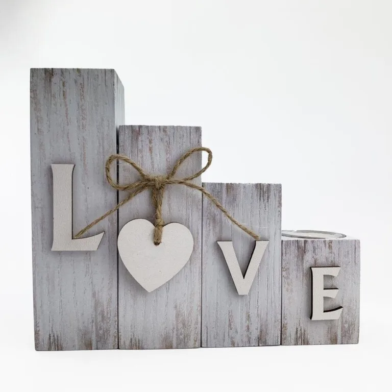 Набір підсвічників 4 шт LOVE білий з патиною гпхрп10011ба