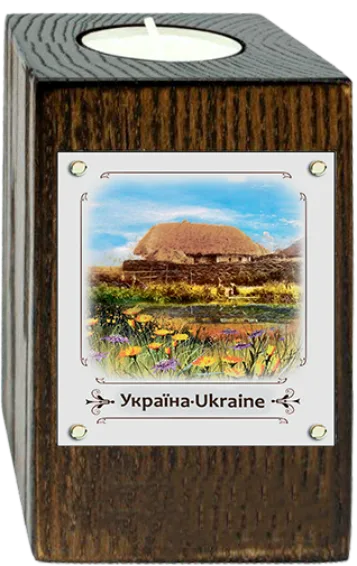 Підсвічник "Хатина з озером" метал/дерево коричневий 6*10 см гпукп01к/м