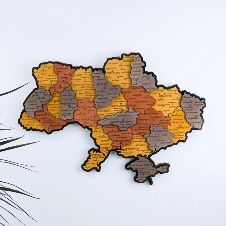 Карта України настінна мала 3D об'ємна англійською з синьою підсвіткою (220В) в коробці 55*38.5 см 16ССАнгл