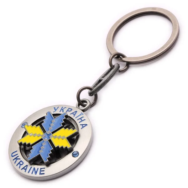 Брелок металевий Зірка Алатир блакитно-жовта GP-UK-T-069-2