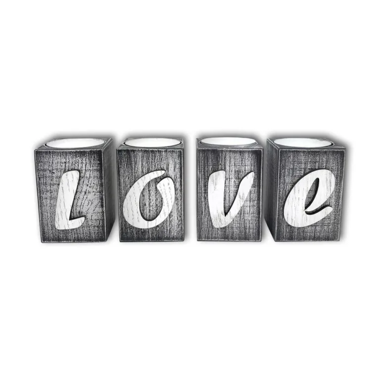 Набір підсвічників 4шт LOVE сірий вінтаж гпхрпя002са