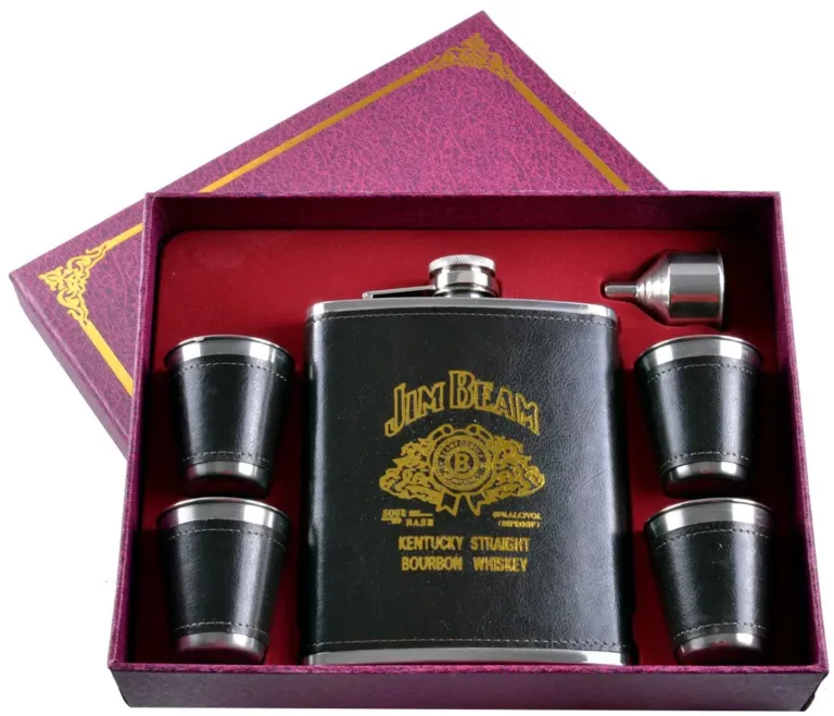 Подарунковий набір Jim Beam чорний (фляга, 4 чарки, лійка) TZ-6-1