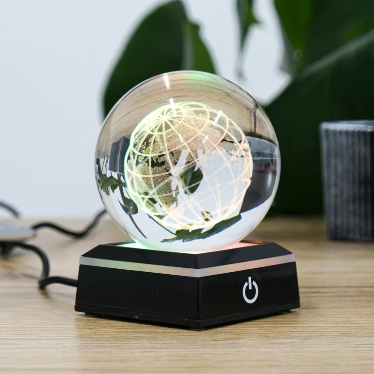 3D Лазерна кришталева куля Земля з LED підсвічуванням та USB 10.7*6.7 см MH-Q0199-2-8D